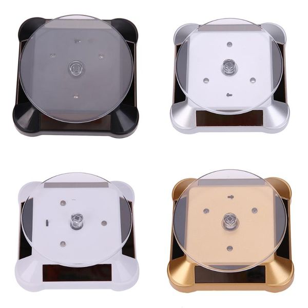 

new 360 turntable rotating fashion solar showcasejewelry watch stand box rack for watch ring display, Black;blue