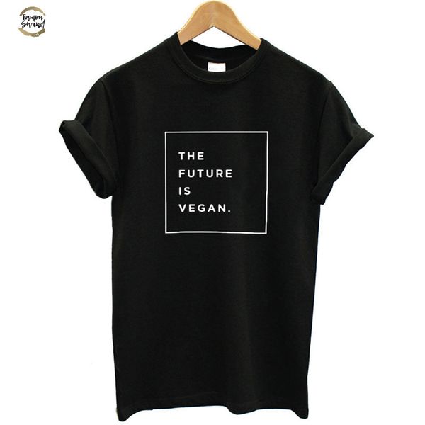 

shirt future is vegan t shirt women short sleeve fashion loose fit women tshirt cotton streetwear tee the harauku, White