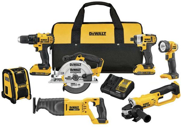 

Dewalt 20 volt max lithium ion cordle drill driver combo kit 7 tool with