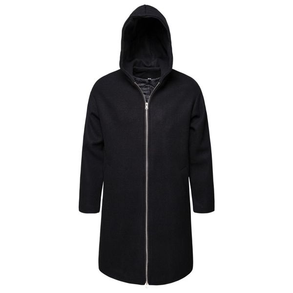 

fashion black men's coat hooded long sleeve winter coat men solid overcoat men casual long jacket abrigo hombre abrigo hombre
