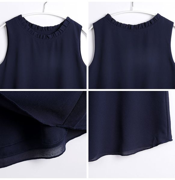 

women shirt summer chiffon white sleeveless blouses polyester for women clothes ruffle elegant vintage feminine shirts t098