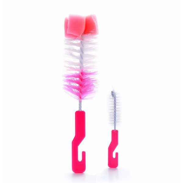 

2pcs/set Baby Bottle Brushes Nipple Brush Feeding bottle brush 360-degree Rotating Head Cleaning Sponge Head Kit