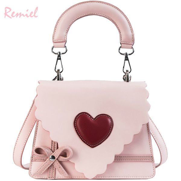 

sweet cute girl handbags 2018 fashion women's designer handbag pu leather women bag bow tote shoulder messenger bag