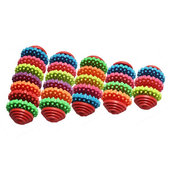 

colorful swivel gear shape dog toy chew rubber cleaning toy anti bite pets dog molar ball toys for small medium large dogs