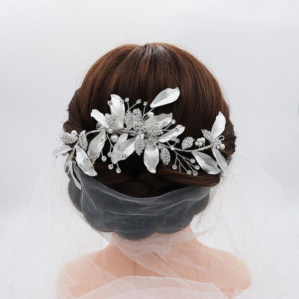 

gorgeous alloy leaf hairclip accessories bride hairpiece ornaments for women girl wedding party jewellery, Golden;white