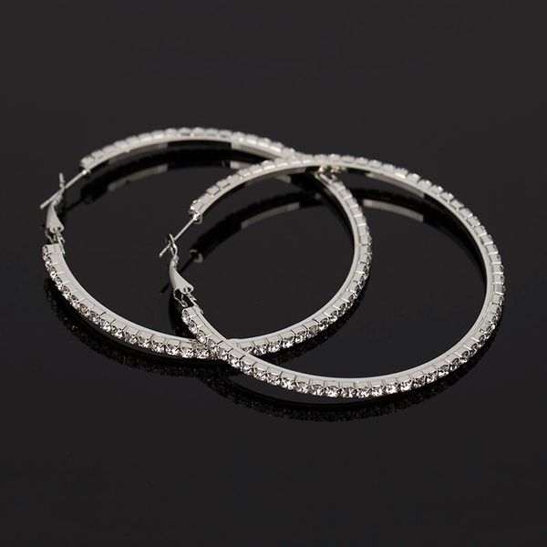 

wholesale-out hoop earrings for women luxury designer colorful bling diamond hoops circle huggie earrings black red green blue jewelry gift, Golden;silver
