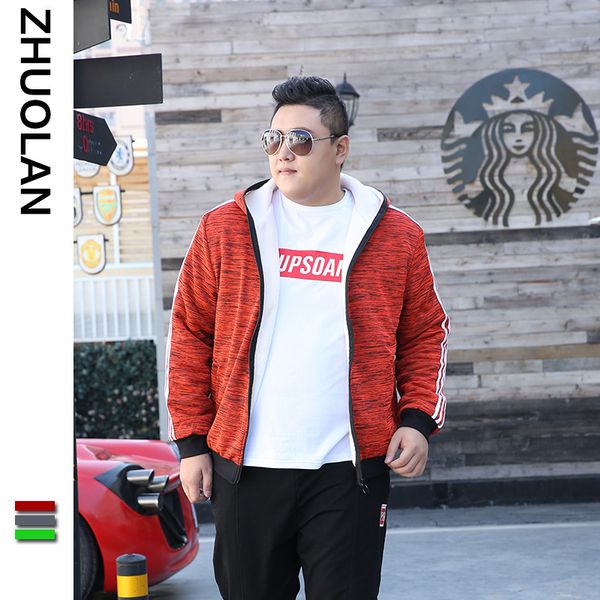 

2019 large size trend plus-sized menswear plus-sized hooded zipper coat versitile fashion, Black;brown