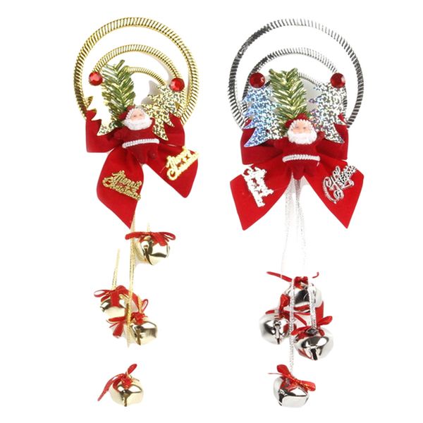 

santa claus jingle bells 1pc christmas ornaments red bowknot christmas tree hanging pendant home xmas decorations bells string