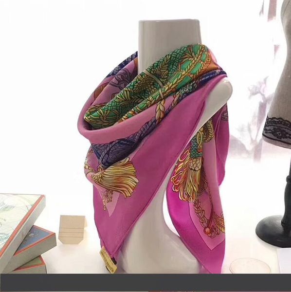 

2019 высокое качество удивительные настоящие шелковые шарфы лучший выбор подарка роскошный дизайн квадратный шарф 90*90 см женщины шарфы шал, Blue;gray