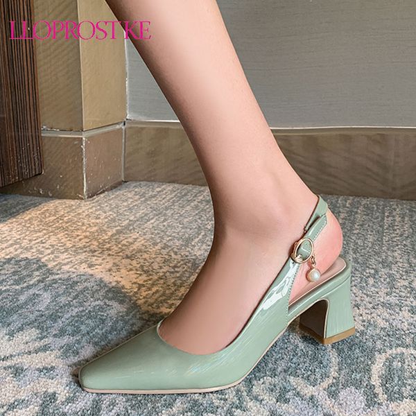 

lloprost ke thick heels slingback pumps for women ladies sweet bow nude heels shoes woman female square toe pumps zapatos mujer, Black