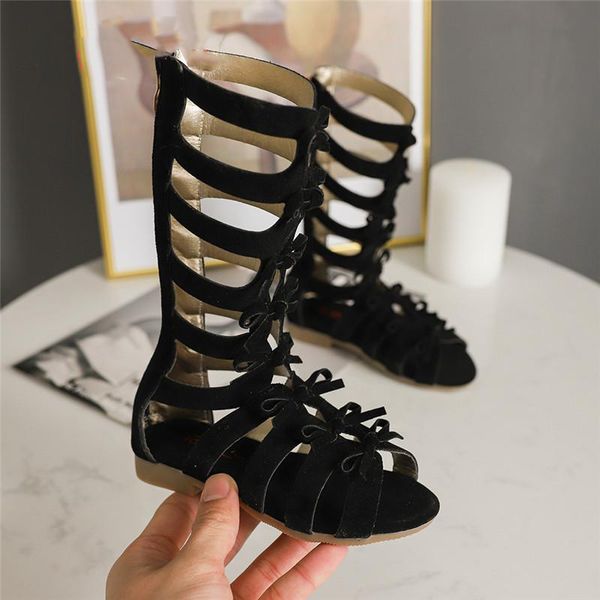 

girls sandals soft bottom little princess shoes summer new children's high roman shoes baby princess peep-toe beach shoes t200430, Black;red
