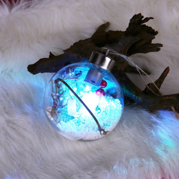 

battery powered christmas tree hanging plastic clear ball ornament decorative led light drop ornaments