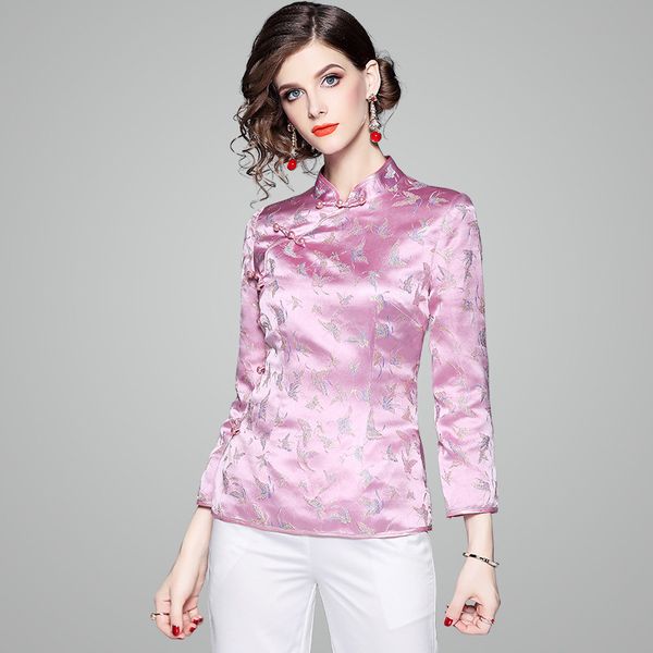 

fashion jacquard cotton padded jacket 2018 new autumn women embroidery luxury stand collar short design 80967, Red