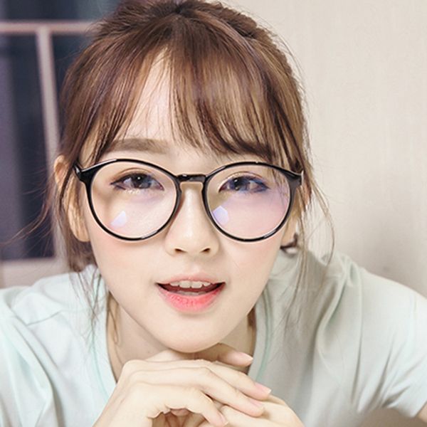 

round myopia fashionable frame 2163 myopia plain glasses large frame glasses, Silver