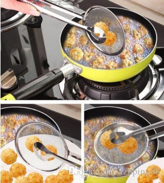

новый многофункциональный фильтр ложка с зажимом еда кухня масло для жарки барбекю фильтр из нержавеющей стали зажим ситечко кухонные инстру