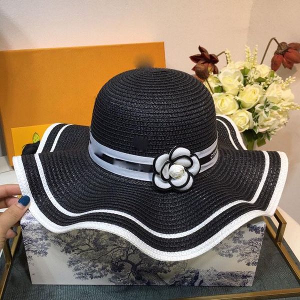 

camellia straw hat designer scarf bucket hat hats baseball cap cap women luxury designer scarves silk designer head scarf, Black