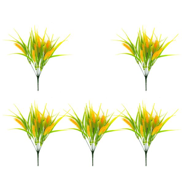 

simulation green plant 5pcs yellow wheat flower for home party decor faux grass artificial plant yellow