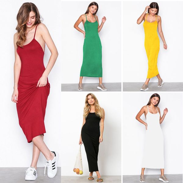 

womens designer fashion dressloose solid color camisole sleeveless backless tube dress, Black;gray