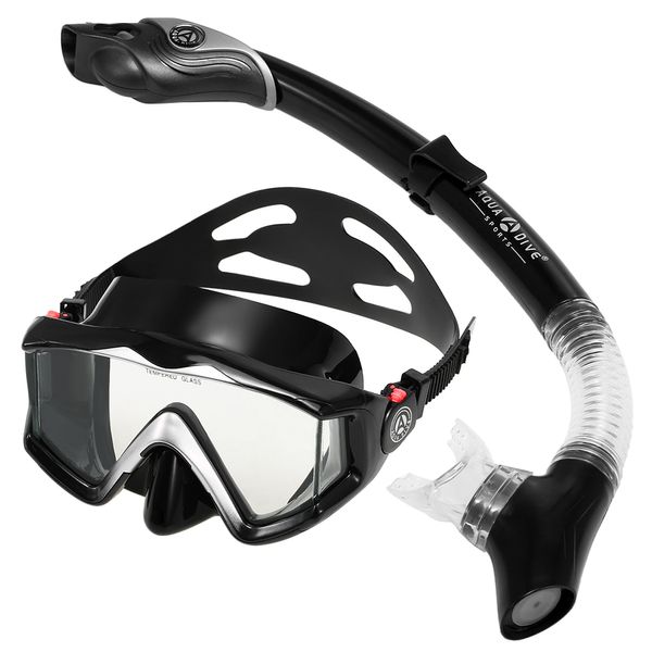 

professional panoramic swimming mask set snorkeling diving goggle scuba dive mask anti-fog face underwater glasses black