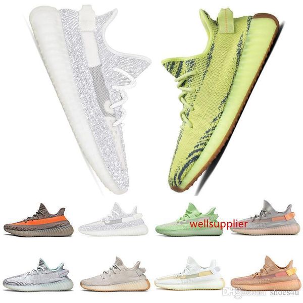 

kanye west v2 static reflective men women butter semi frozen yellow blue tint zebra cream white mens women running designer shoes
