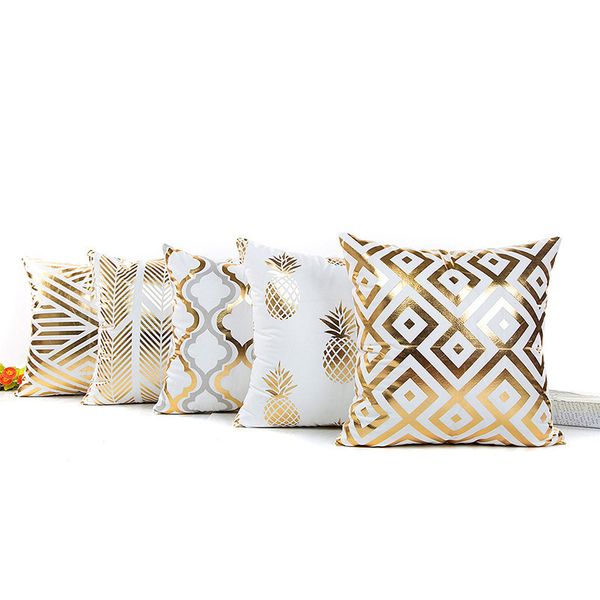 Creative Soft Gold Sequin Bronzing Pillowcases Luxury Geometric