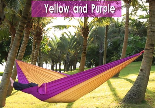 

wholesale selling one person assorted color parachute nylon fabric hammock with strong rope outdoor seating hammock