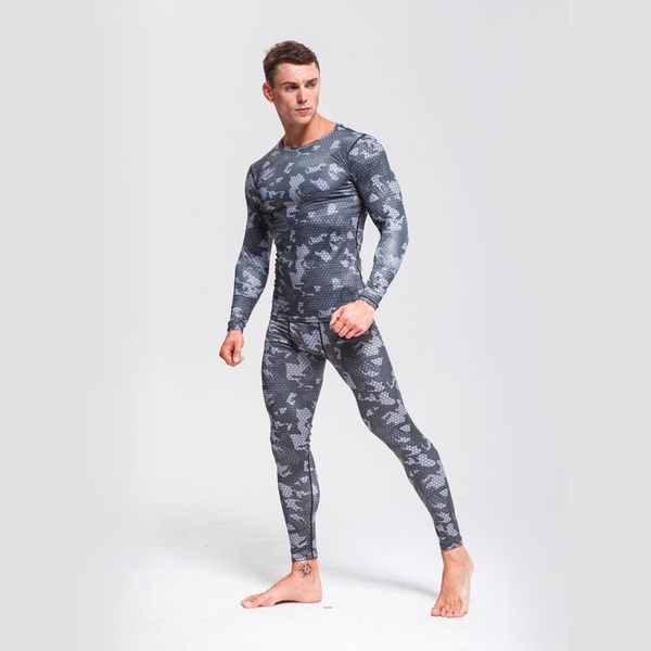 

cycling base layer men suit bicycle underwear men running clothes quick-drying wicking sportswear camouflage tracksuit, Black;red