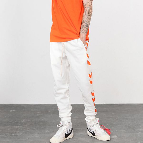 

men women sweatpants side traffic lane line printed male streetwear track pants trousers casual jogger pants, Black