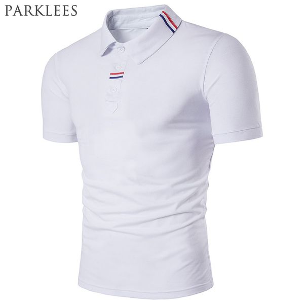 NEW MENS POLO SHIRT STRIPED UNISEX SHORT SLEEVE CASUAL WORK T SHIRT SIZE M 2XL