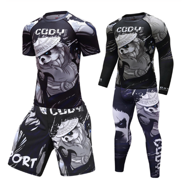 

men's track and field sportswear compression sportswear running clothes quick-drying sports jogging training gym fitness sportsw, Black;blue