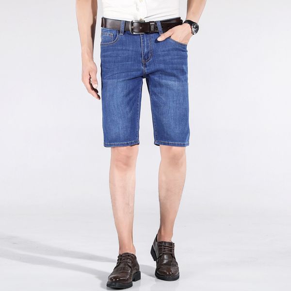 

on behalf of summer men's jeans fashion thin 5 pants teenager business shorts male fifth pants sub, Blue