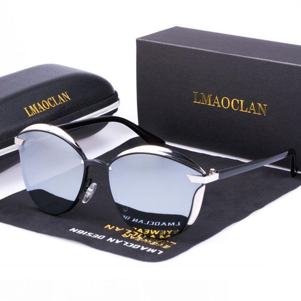

lmaoclan women polarized sunglasses luxury fashion cat eye ladies vintage brand designer female sun glasses oculos gafas mx190723, White;black