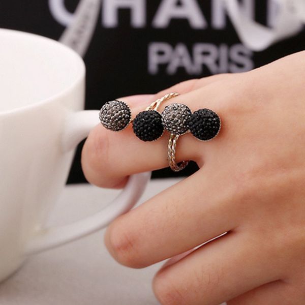 Mulheres simples faixa de desenhista anéis resina liga de diamante ervilhas anel de dedo do vintage tamanho livre ouro e prata 12 pçs / lote