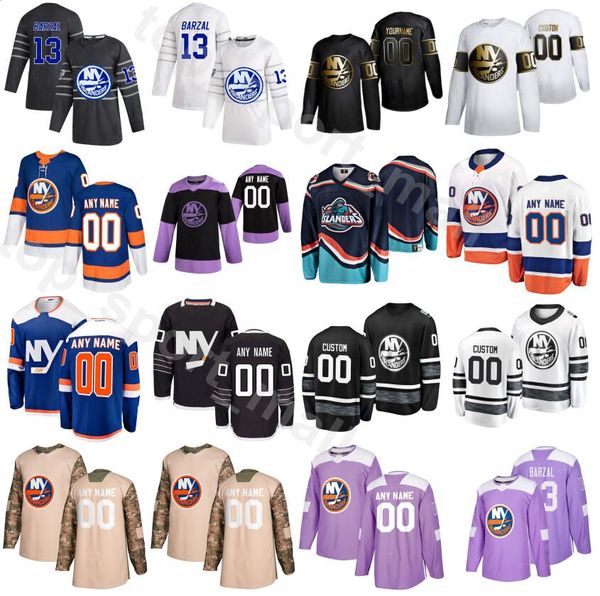 

2020 all star new york islanders jersey hockey 13 mathew barzal 27 anders lee 29 brock nelson 12 josh bailey 2 nick leddy, Black;red