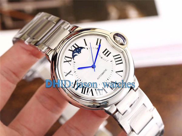 

classic blue ball fashion mens watches 44mm 316l stainless steel case cowhide leather band wristwatches flywheel waterproof with box c38, Slivery;brown