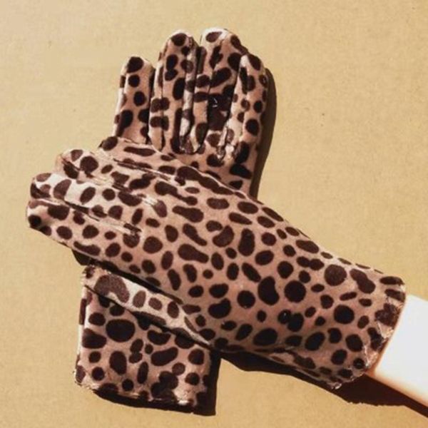 

women driving gloves gold velvet leopard gloves women etiquette mittens autumn winter warm elastic cycling mittens h61, Blue;gray