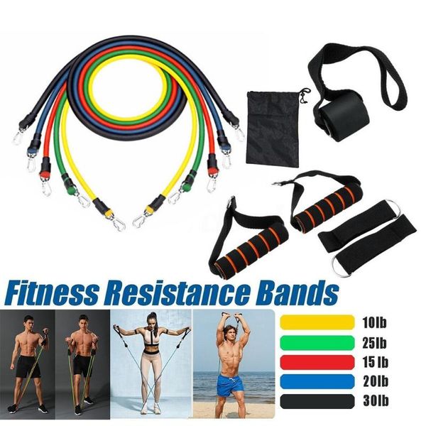 

11pcs yoga pull bands rubber latex fitness resistance bands set yoga pilates exercise elastic pull rope