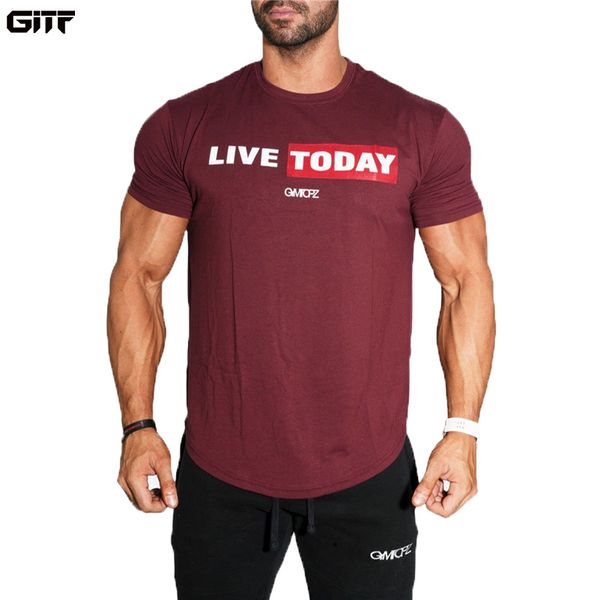 

gitf 2019 mens summer gym sport running basketball training t shirt fitness bodybuilding muscle male cotton tee clothing, Black;blue