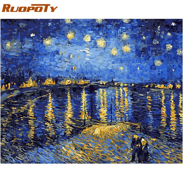 

ruopoty frame abstract river diy painting by numbers calligraphy painting acrylic paint by number for home decor 40x50cm artwork