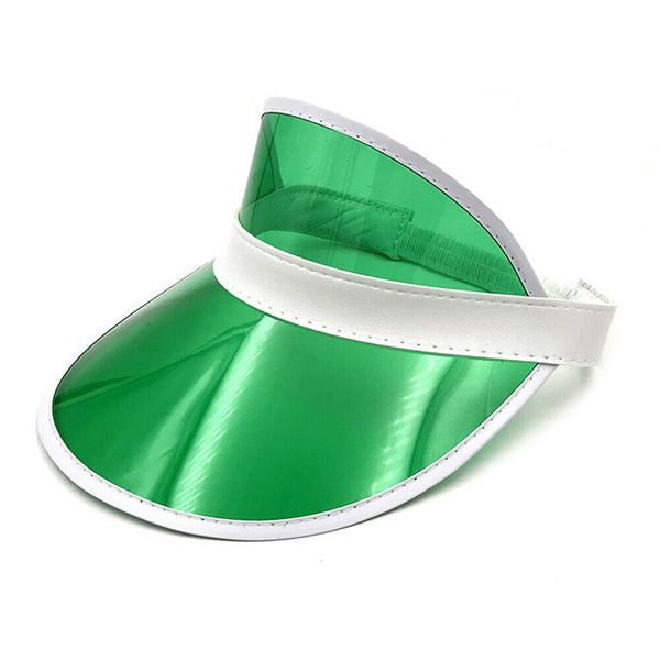 

women summer sunshade hat visor party casual wide brim hats pvc waterproof adjustable elastic belt clear plastic sunscreen, Blue;gray