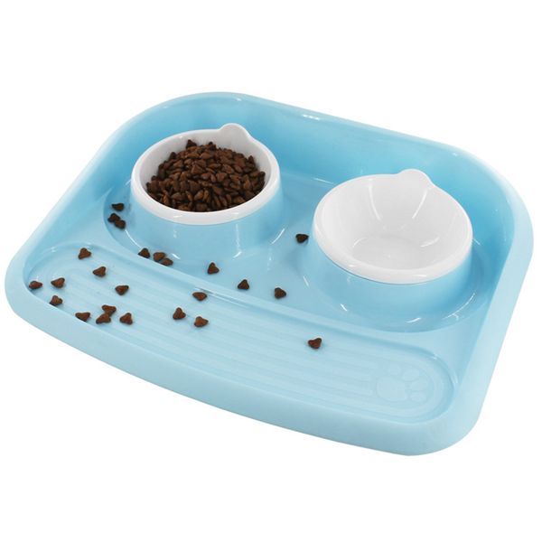 

pet dog bowls puppy dog food bowl stainless steel cat bowl water food storage feeder non-toxic pp resin combo rice basin