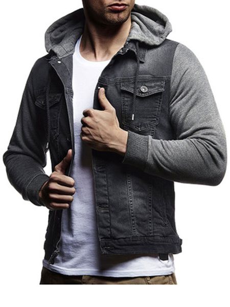 

hee grand 2019 men autumn and winter casual jackets long sleeve denim hooded jacket comfortable breathable outwears mwj2606, Black;brown