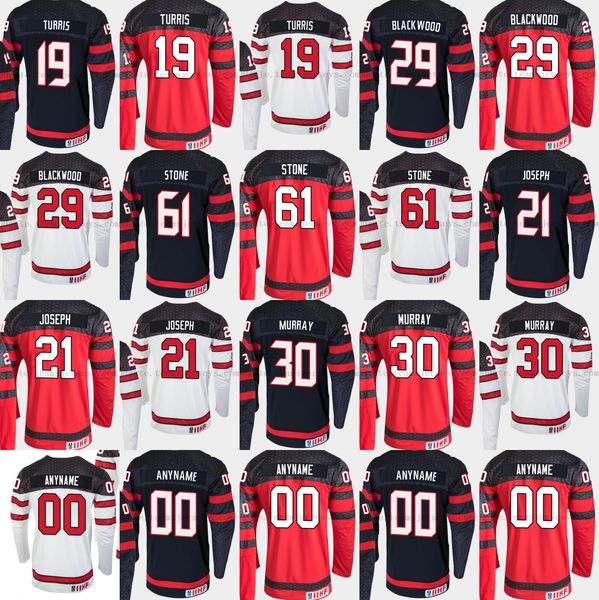 

61 mark tone canada 2019 iihf world champion hip jer ey mathieu jo eph matt murray 19 kyle turri 29 mackenzie blackwood men women youth, Black;red