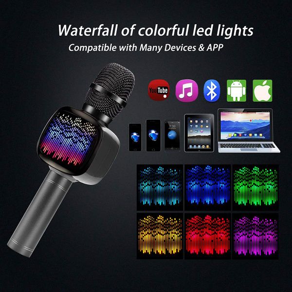 

беспроводной караоке микрофон, дети микрофон с bluetooth динамик, караоке микрофон портативный караоке плеер машина для детей / взрослых гла