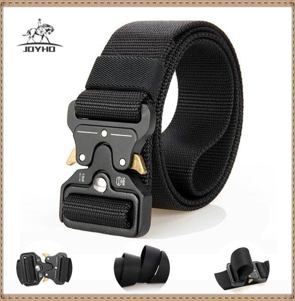 

tactical nylon belt metal buckle adjustable army heavy duty outdoor quick release hunting training waist belt, Black;brown