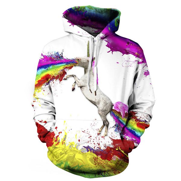 

2019 autumn hoodies casual unicorn sweatshirt 3d print space galaxy hip hop pullover men coat street wear sweatshirt streetwear, Black