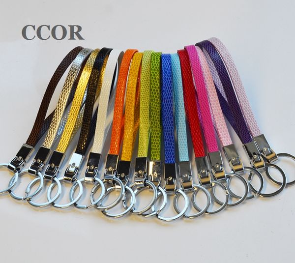 

10pcs key rings, keychains, with mixed colour snake pu leather bands fit 8mm slide charms, 8mm slide letters, Silver