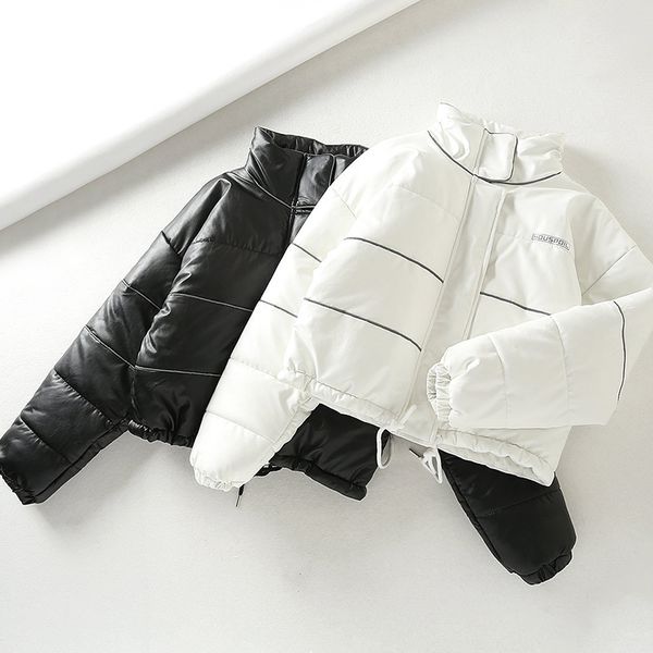 

winter women's park reflective women's jacket warm down jacket streetwear cotton padded womens coat, Tan;black