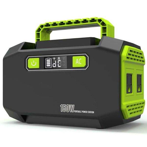 

portable power station 167wh solar generator lithium battery backup power supply 110v 220v 250w dual ac outlets