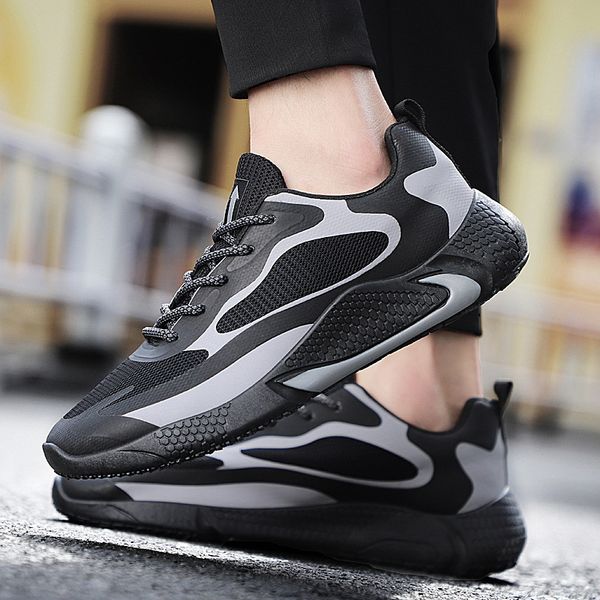 

sneakers mens casual shoes comfortable male fashion mesh outdoor walking jogging summer sport zapatos hombre tenis masculino, Black